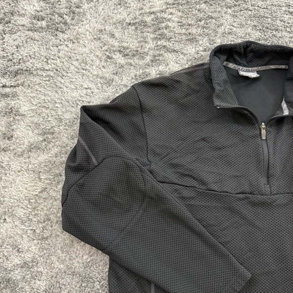 Salomon Quarter Zip Pullover Men's Large Black Motomesh Waffle Knit Long Sleeve - Picture 3 of 13